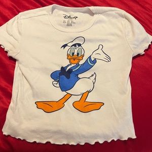 Donald Duck crop lettuce edge tee